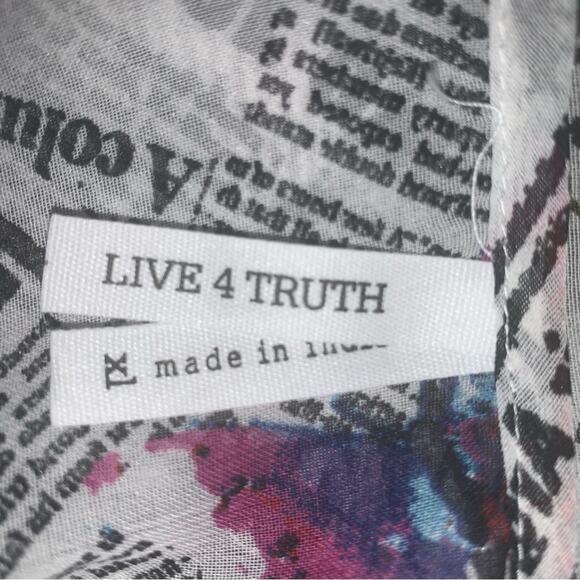 Live 4 Truth Sheer Butterfly and Newspaper Print Coverup Multicolor - Picture 7 of 7